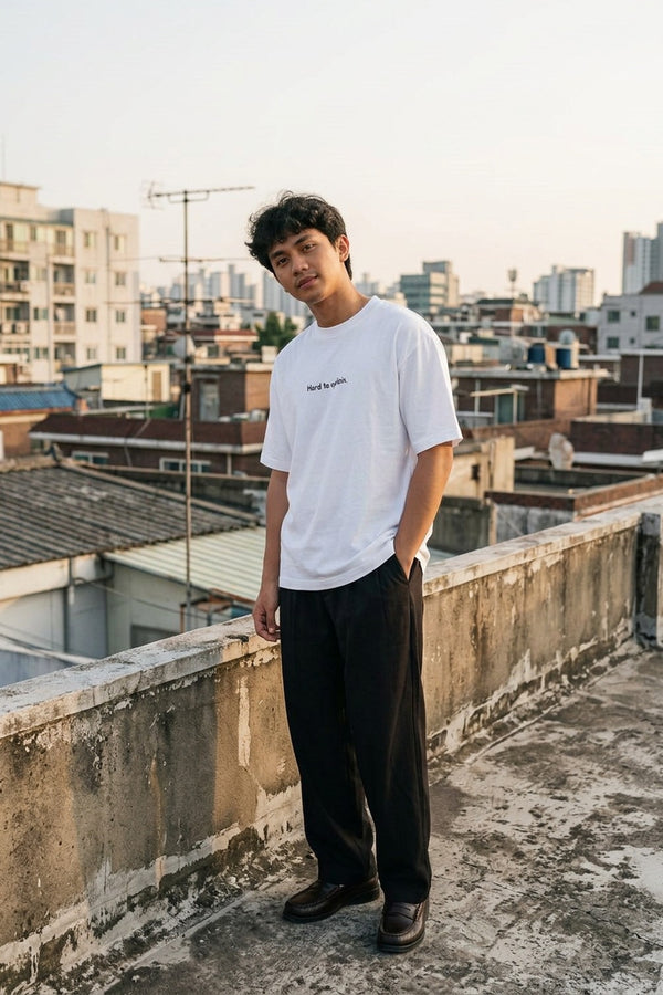 Erkek Hard To Explain Oversize Beyaz T-Shirt