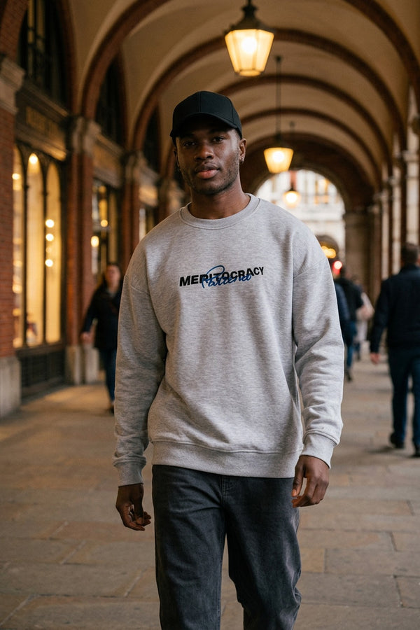 Erkek Meritocracy Oversize Gri Sweatshirt