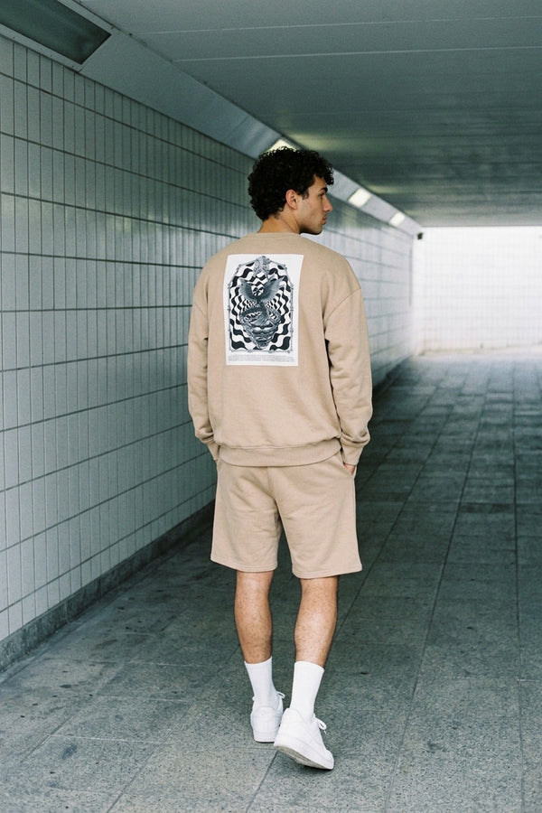 Erkek Reincarnation Oversize Bej Sweatshirt