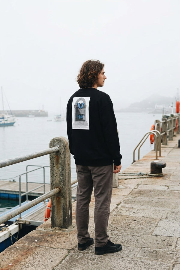 Erkek Reincarnation Oversize Siyah Sweatshirt