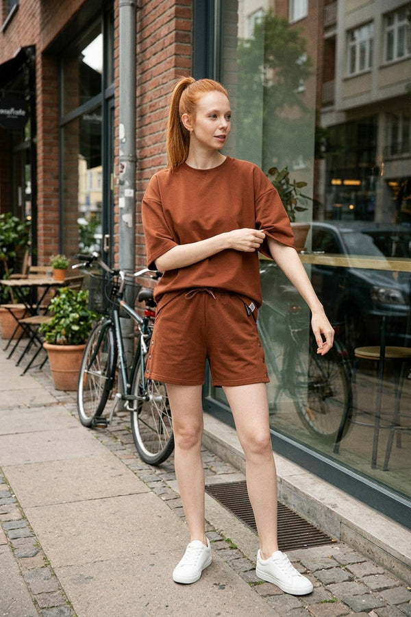 Kadın Base Oversize Kiremit T-Shirt