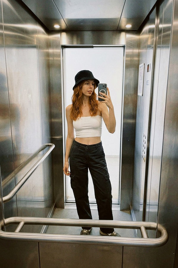 Kadın Beyaz Fitilli İp Askılı Crop Top