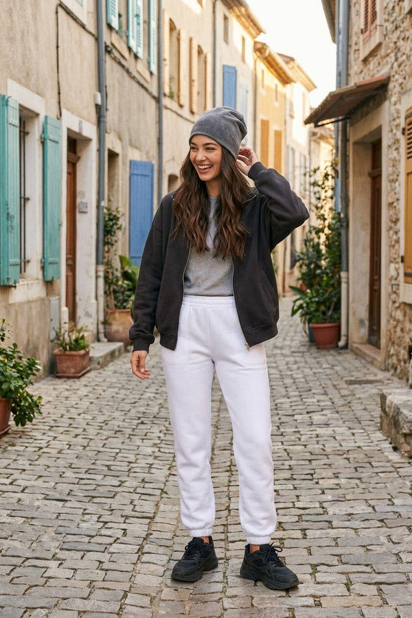 Kadın Jogger Beyaz Eşofman Altı