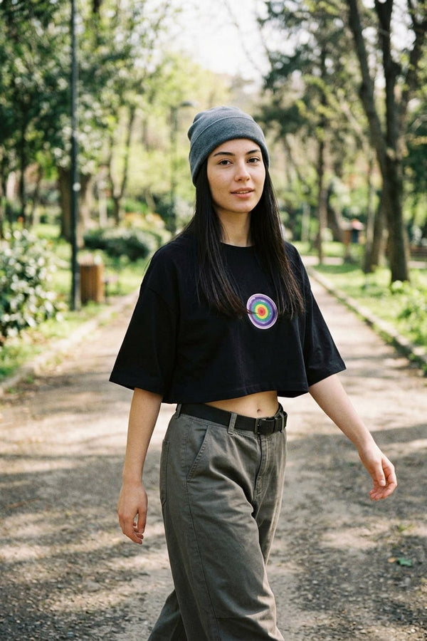 Kadın Kısa EWBO Siyah T-Shirt