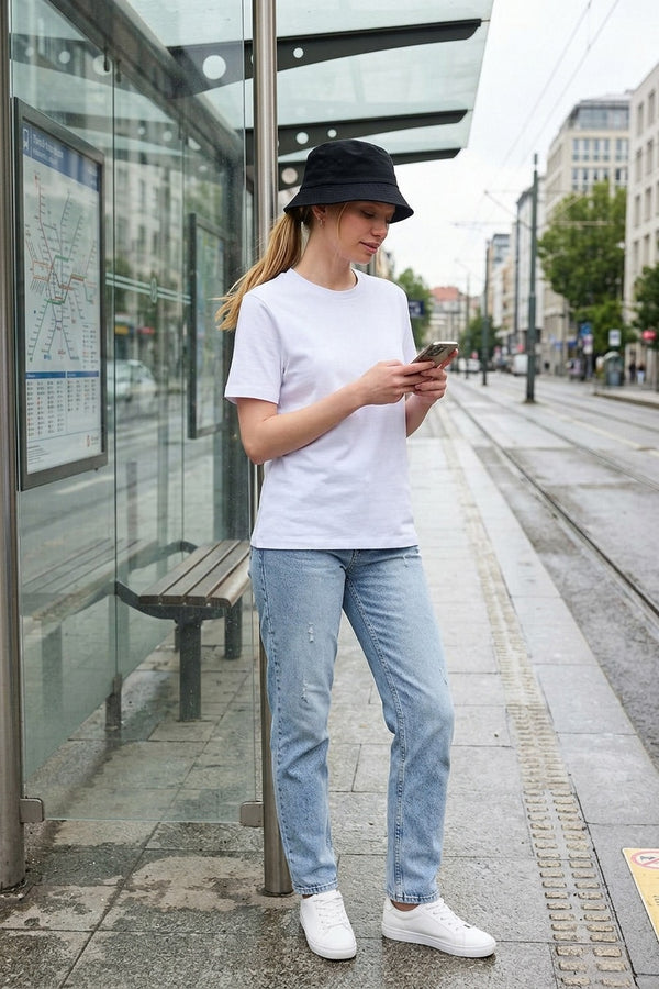 Kadın Kısa Kollu Basic Beyaz T-Shirt