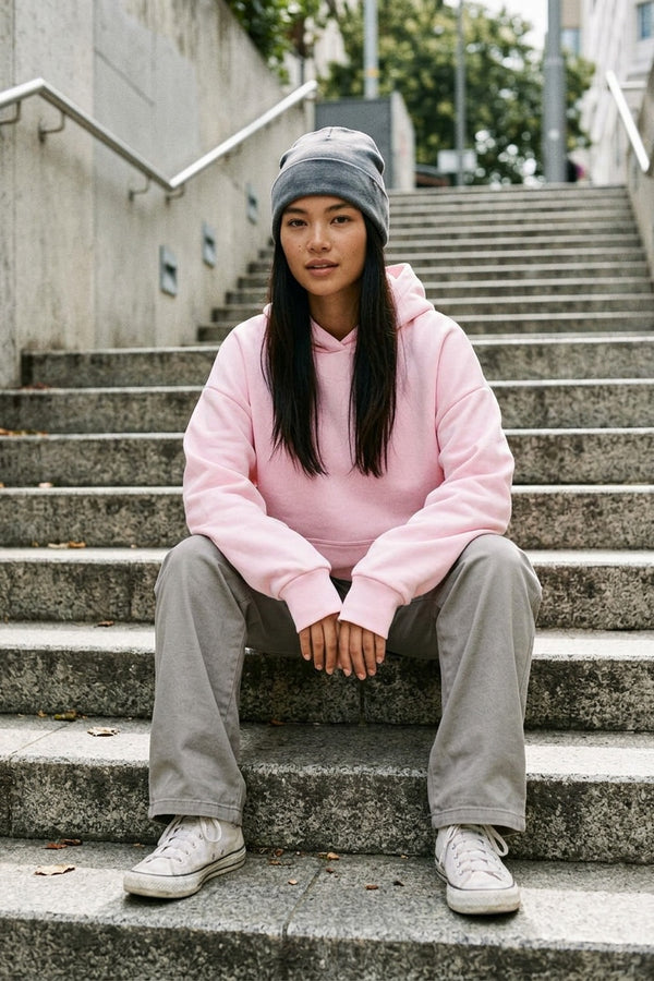 Kadın Timeless Oversize Pembe Hoodie Sweatshirt