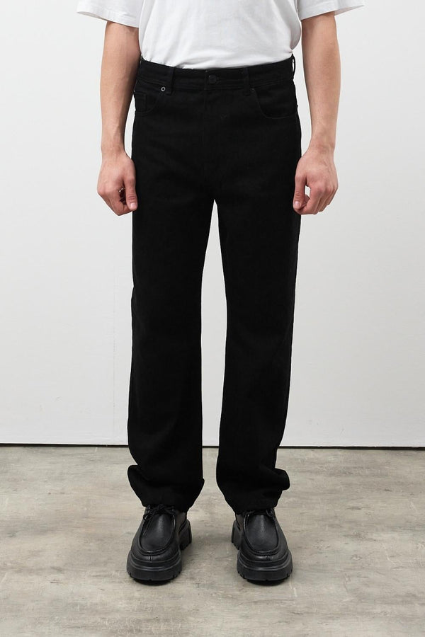 Erkek Baggy Siyah Kot Pantolon