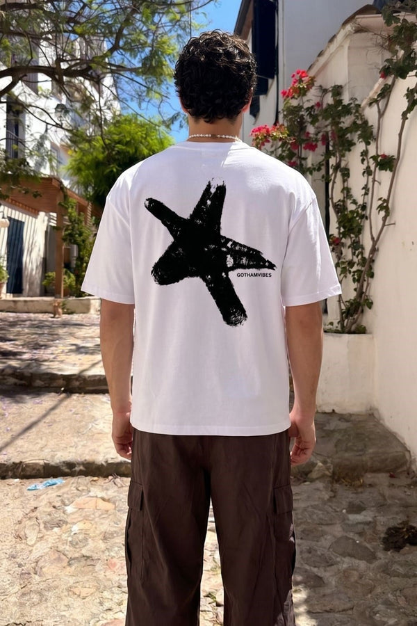 Boxy Star Beyaz Premium T-Shirt