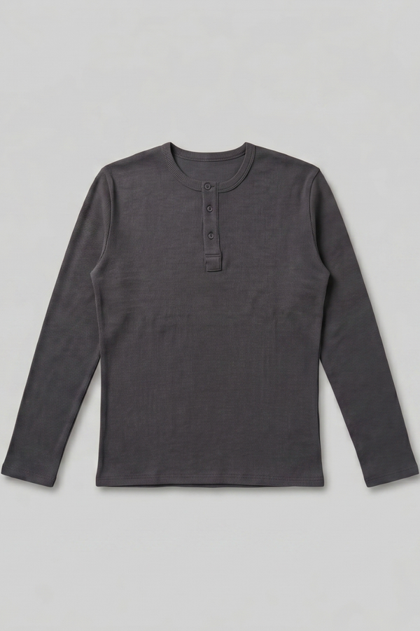Erkek Antrasit Henley T-Shirt