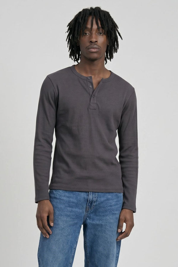 Erkek Antrasit Henley T-Shirt