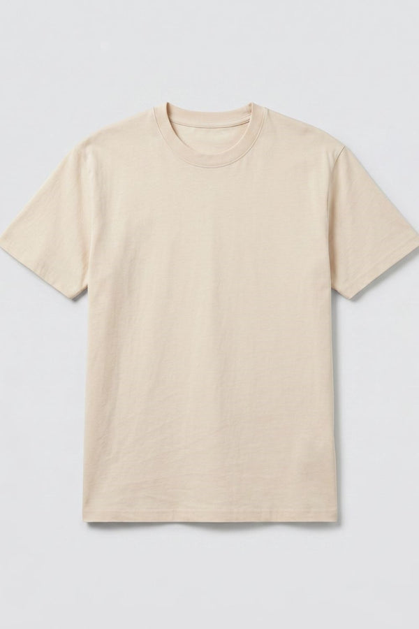 Erkek Basic Krem T-Shirt