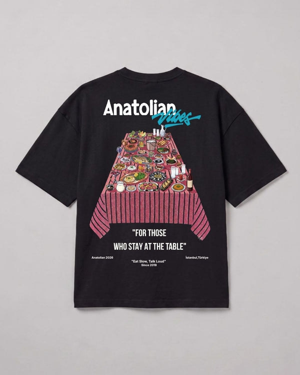 Erkek Anatolian Oversize Siyah Premium T-Shirt