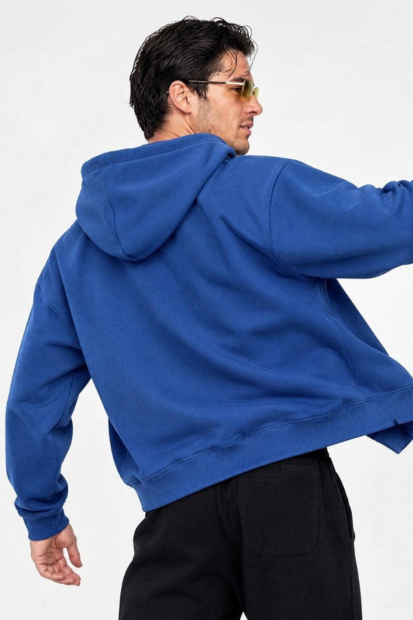 Erkek Boxy Oversize Fermuarlı Chill Saks Sweatshirt