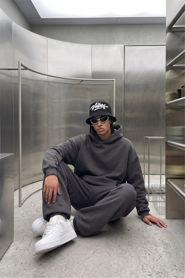 Erkek Chill Oversize Antrasit Hoodie