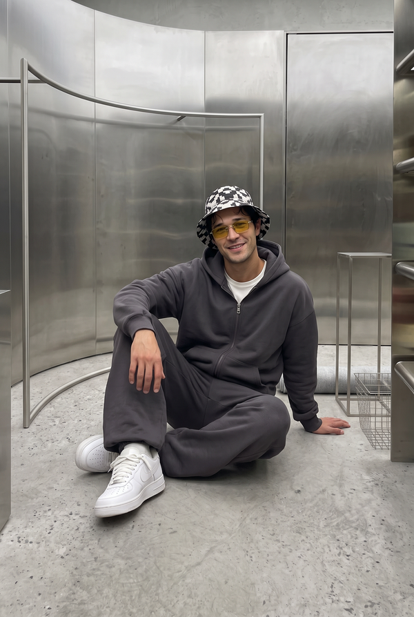 Erkek Chill Oversize Antrasit Zip Sweatshirt