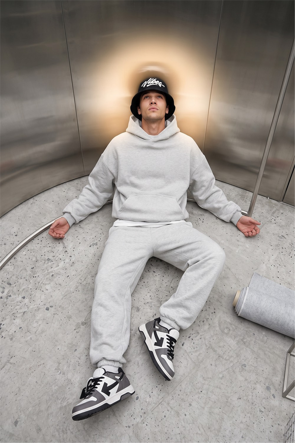 Erkek Chill Oversize Gri Hoodie