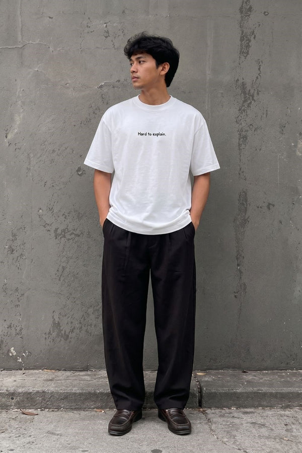 Erkek Hard To Explain Oversize Beyaz T-Shirt