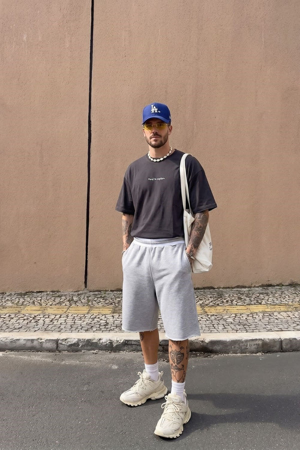 Erkek Hard To Explain Oversize Siyah T-Shirt