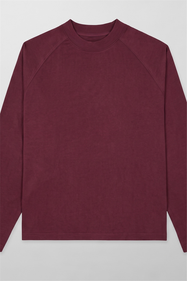 Reglan Uzun Kollu Bordo T-Shirt