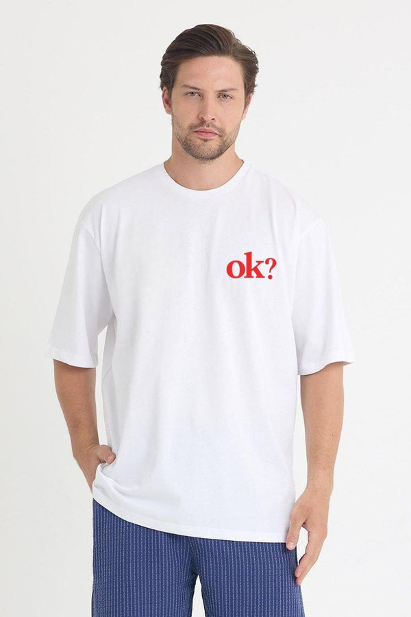 Erkek Relaxed 008 Oversize Beyaz T-Shirt