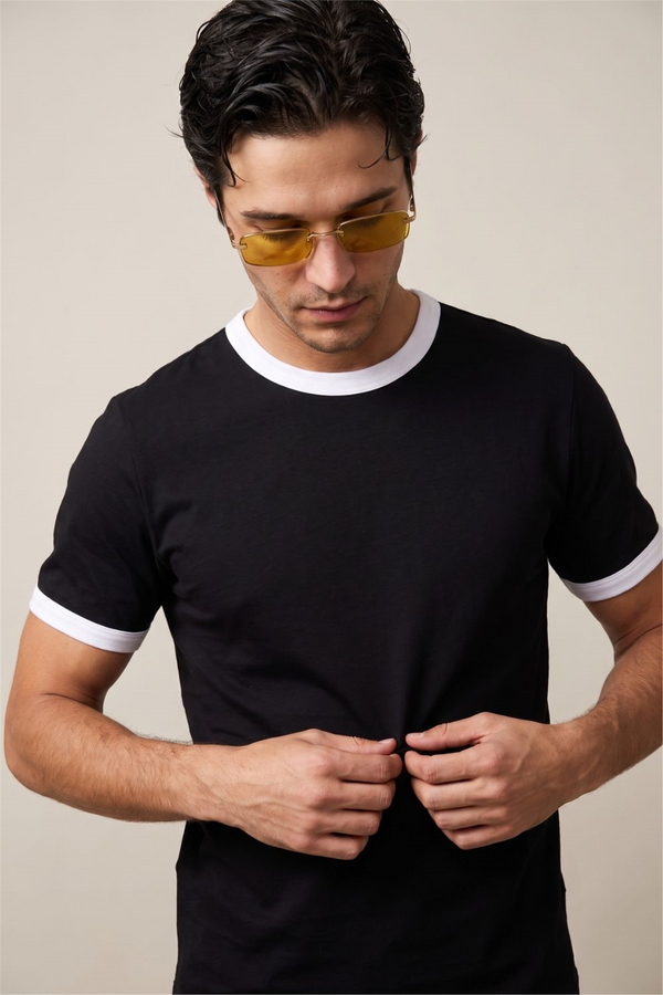 Erkek Ringer Siyah T-Shirt