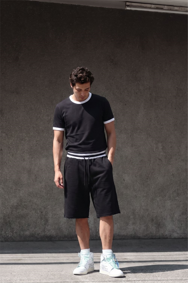 Erkek Ringer Siyah T-Shirt