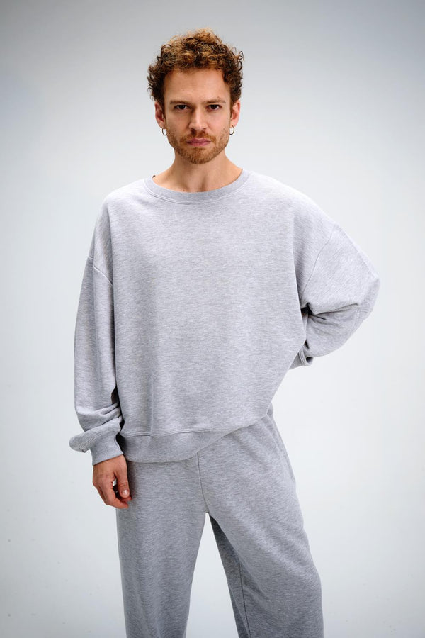 Erkek Timeless Oversize Gri Sweatshirt