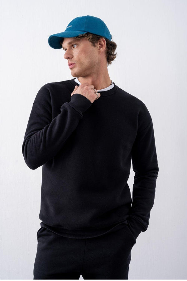 Erkek Vibe Oversize Siyah Sweatshirt
