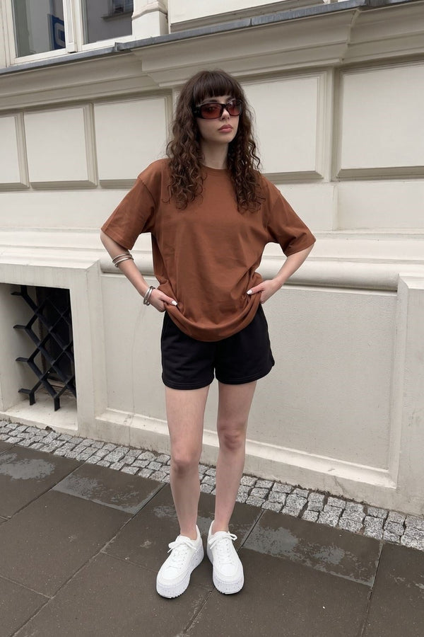 Kadın Base Oversize Kiremit T-Shirt