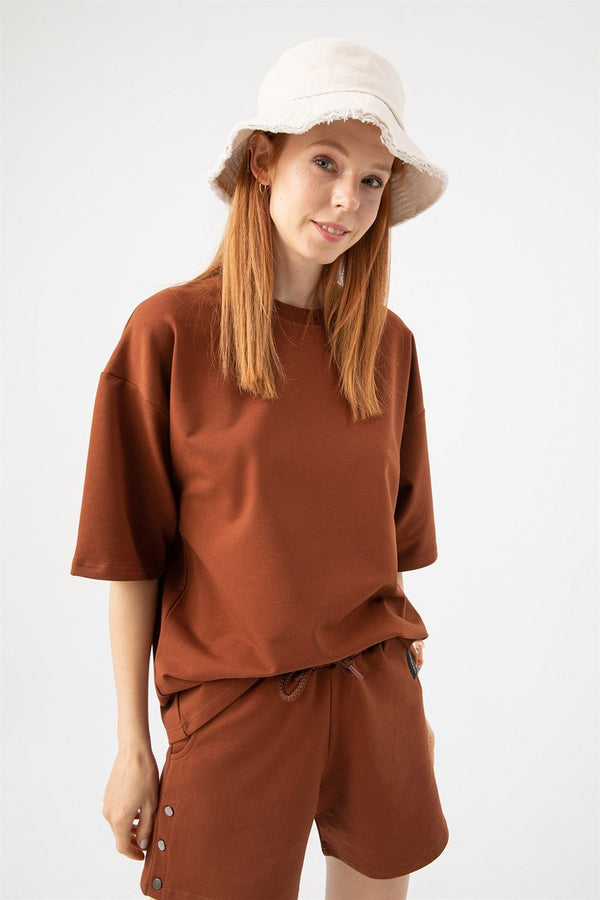 Kadın Base Oversize Kiremit T-Shirt