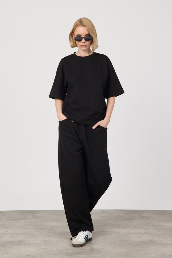 Kadın Chill Oversize Premium Siyah T-Shirt