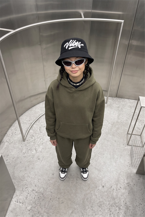 Kadın Chill Oversize Haki Hoodie