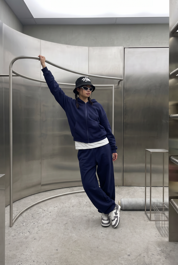 Kadın Chill Oversize Lacivert Zip Sweatshirt