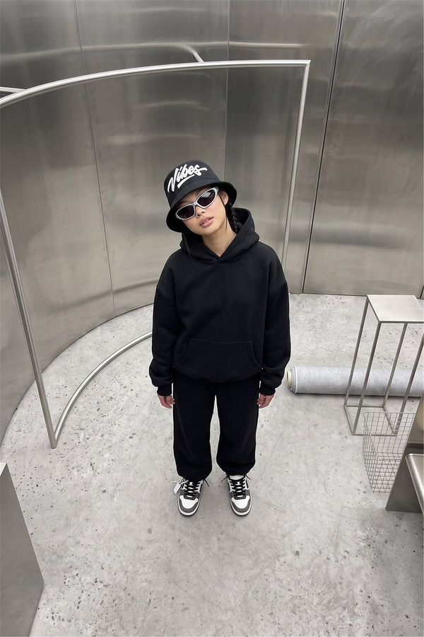 Kadın Chill Oversize Siyah Hoodie