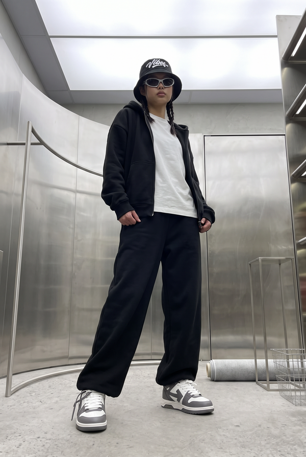 Kadın Chill Oversize Siyah Zip Sweatshirt