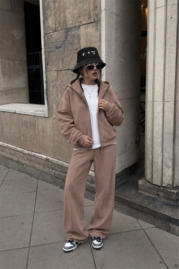 Kadın Chill Oversize Somon Fermuarlı Sweatshirt