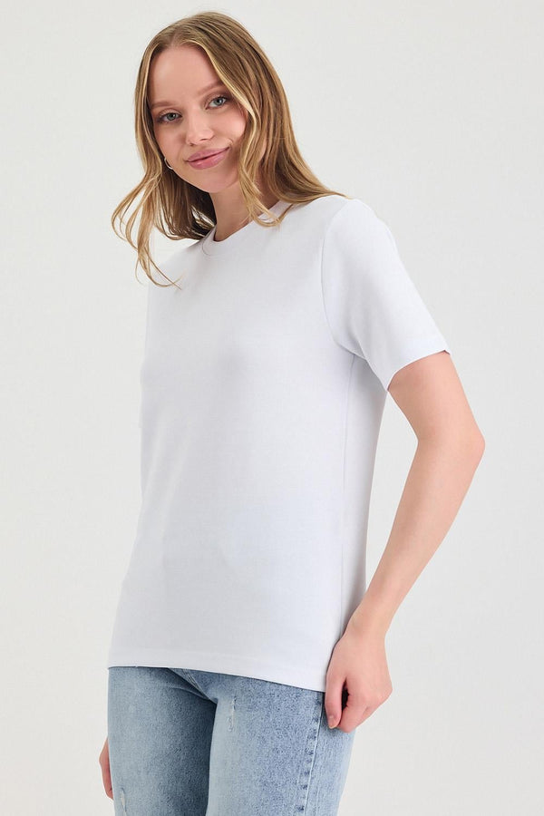 Kadın Kısa Kollu Basic Beyaz T-Shirt