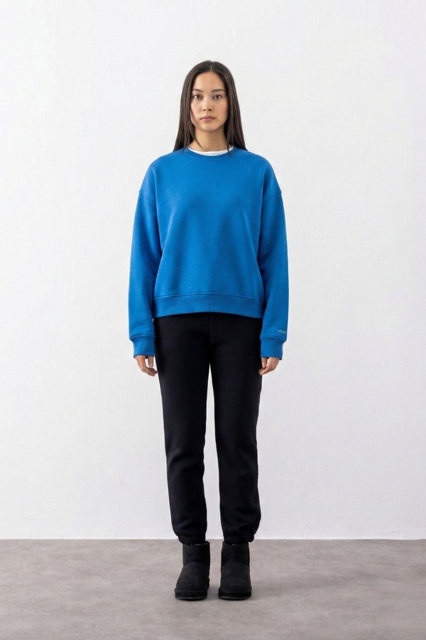 Kadın Vibe Oversize Mavi Sweatshirt
