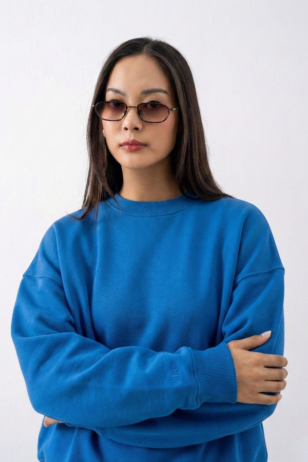 Kadın Vibe Oversize Mavi Sweatshirt