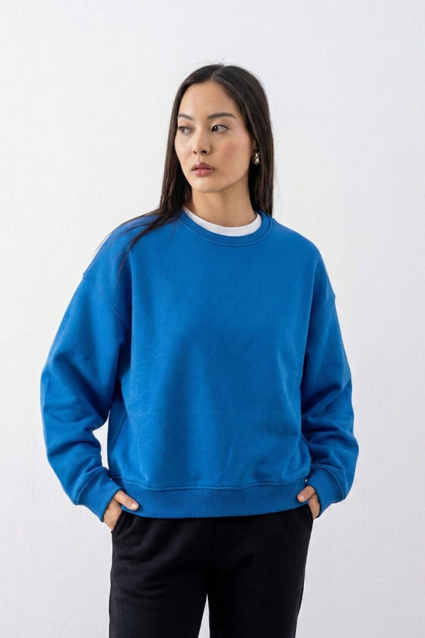 Kadın Vibe Oversize Mavi Sweatshirt
