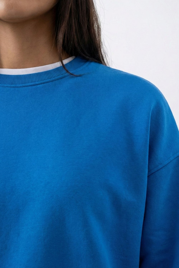 Kadın Vibe Oversize Mavi Sweatshirt