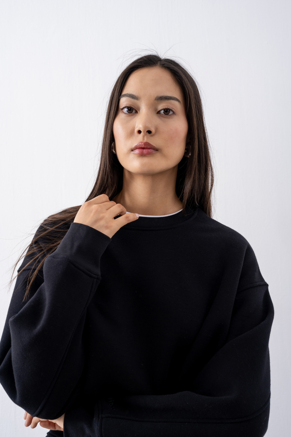 Kadın Vibe Oversize Siyah Sweatshirt