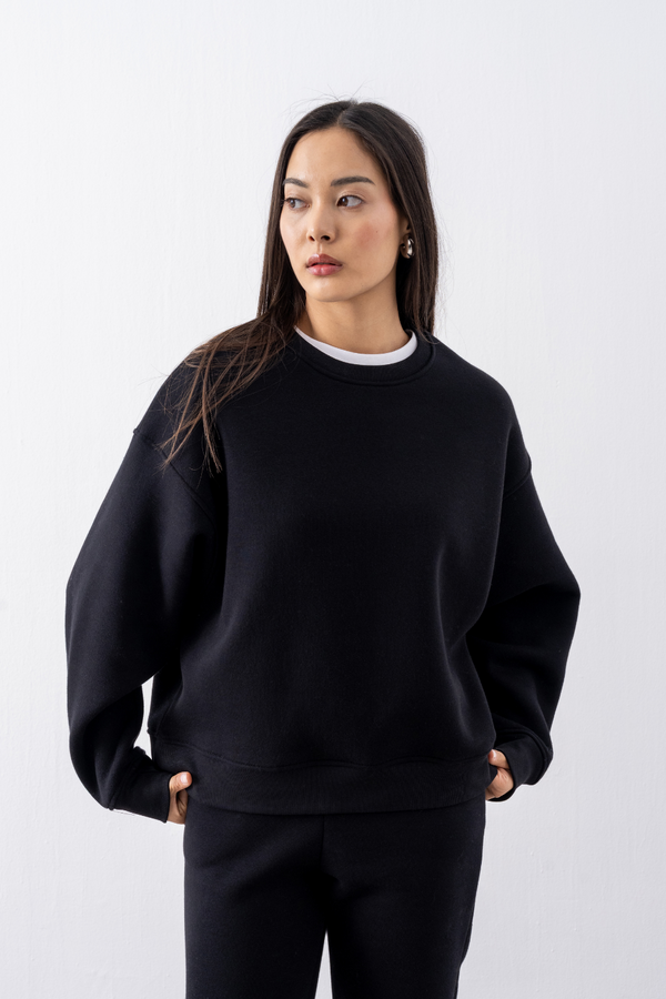 Kadın Vibe Oversize Siyah Sweatshirt