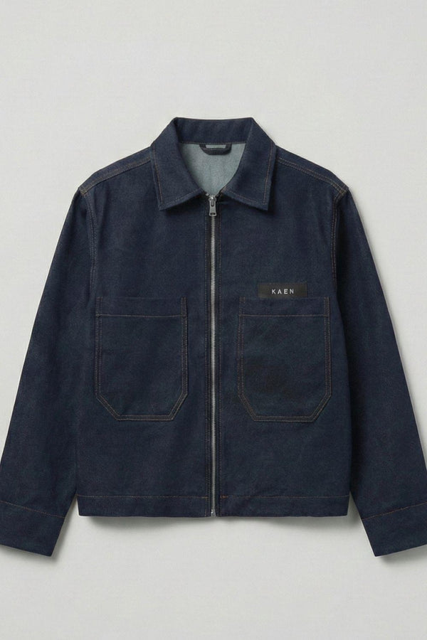 Erkek Oversize Fermuarlı Kot Ceket