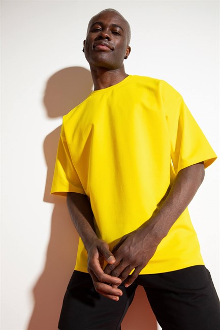 Erkek Oversize Sarı T-Shirt