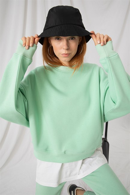 Kadın Vibe Oversize Mint Sweatshirt