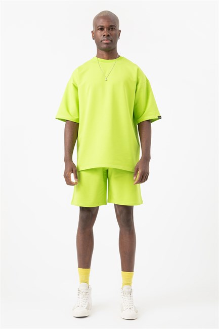 Erkek Base Oversize Lime Yeşil T-Shirt