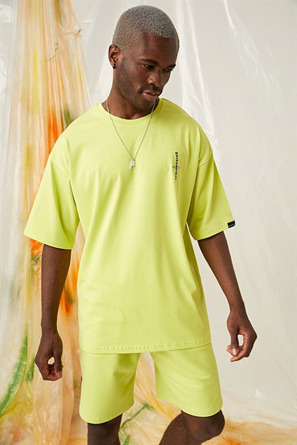Erkek Equality Oversize Neon Sarı T-Shirt