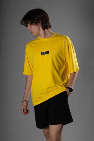 Erkek Oversize Player Sarı T-Shirt
