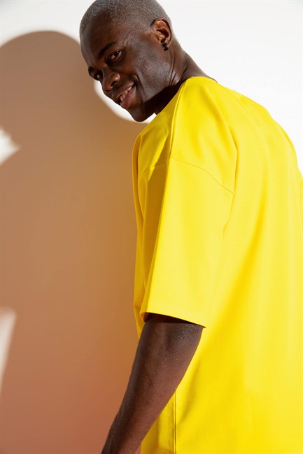 Erkek Oversize Sarı T-Shirt